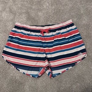 The North Face Women's Striped Flash-Dry Shorts - orange, Blue, White, size XL